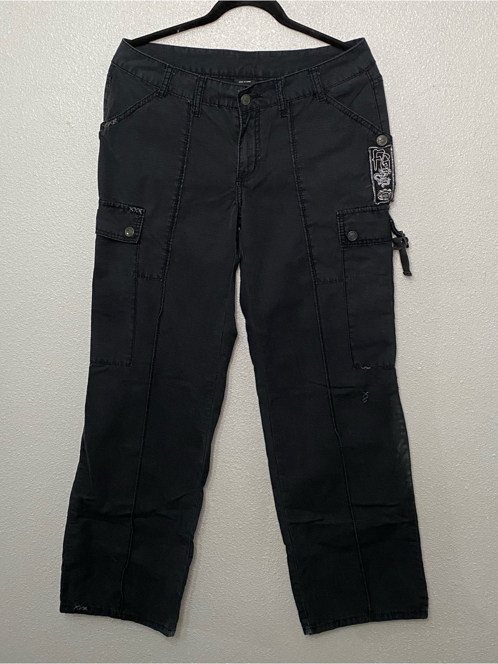 FUBU Rare Black Women’s Cargo Pants Size 7/8 Wide Leg Fatty Baby